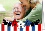 Veterans Day- Customizable Photo Card-Red, White & Blue Stars card