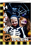 Happy Halloween Customizable Photo Card Jack o’lantern and Spider card