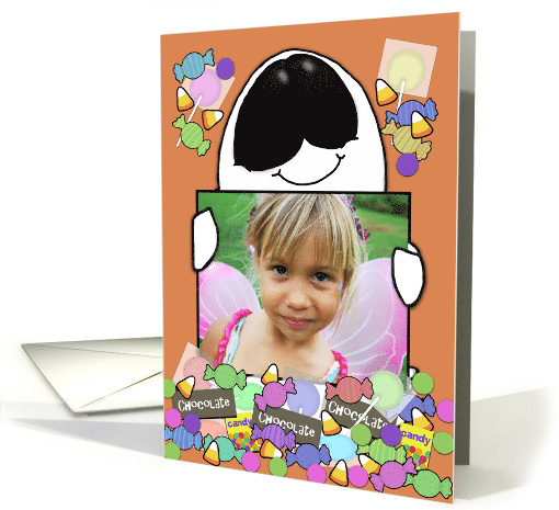 Happy Halloween Customizable Photo Card Ghost with Candy card (852134)