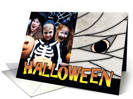 Happy Halloween Photo Card Customizable Photo Mummy's Eye card