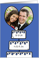 Save the Date Wedding (Blue)- Custom Photo -Whimsical Cake Heart card
