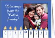 Happy Chanukah- Customizable Photo -Menorah Candles Spell Chanukah card