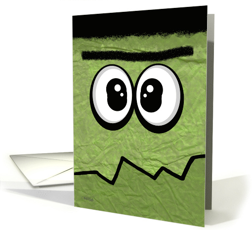 Halloween Party Invite Green Monster Face card (860399)