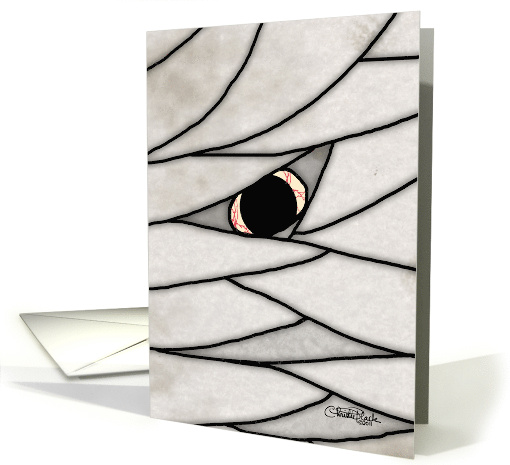Halloween Greetings Mummy Face with Bloodshot Eye card (860431)