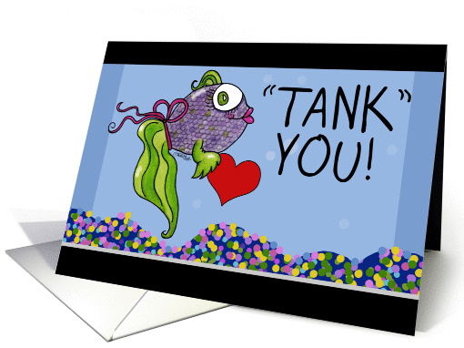 Thank You for Pet Sitter-Fish with Heart in Fish Tank-Tank You card