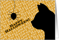 Happy Halloween Cat and Spider Silhouettes card