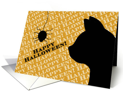 Halloween Party Invitation Cat and Spider Silhouettes card (866623)