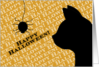 Halloween Party Invitation Cat and Spider Silhouettes card