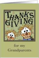 Thanksgiving for my Grandparents-Two Scarecrows with Autumn Foliage card