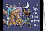 Get Well for Sickness Night Owl in Bed card