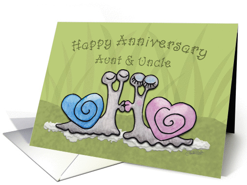 Happy Anniversary Aunt and Uncle-Kissing Snails with Heart... (873120)
