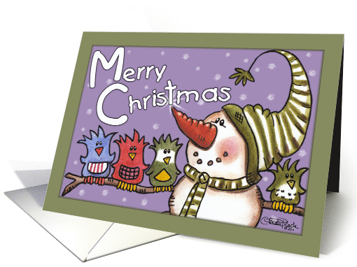 Merry Christmas From All of Us Snowman and Bird Friends card (876496)