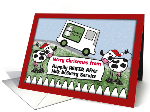 Customizable Christmas from Milk Delivery Service Milk Truck Cows card