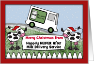 Customizable Christmas from Milk Delivery Service Milk Truck Cows card