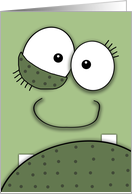 Belated Happy Birthday Green Monster Face card