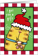 Merry Christmas from the Pet Cat Cat with Mouse card
