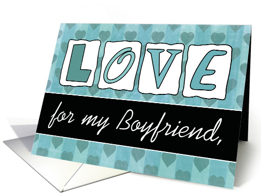Happy Valentine's Day for Boyfriend Love and Hearts in Aqua card