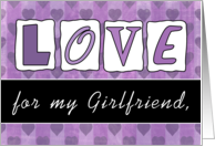 Happy Valentine’s Day for Girlfriend Love and Hearts in Purple card