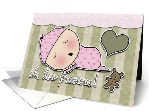 Congratulations on Birth of Baby Girl Sleeping Baby Heart... (893593)