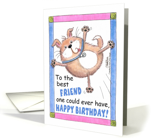 Jumping Dog Happy Birthday for Friend card (89651)