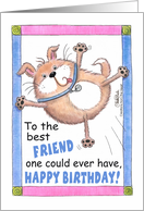 Jumping Dog Happy Birthday for Friend card