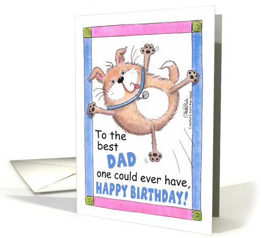 Jumping Dog Happy Birthday for Dad card (89653)