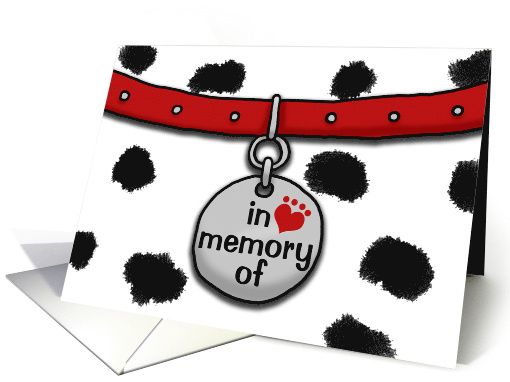 Loss of Dog Sympathy In Memory Collar White and Black Spots card