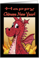 Happy Chinese New Year Humor Cute Red Dragon and Fire card