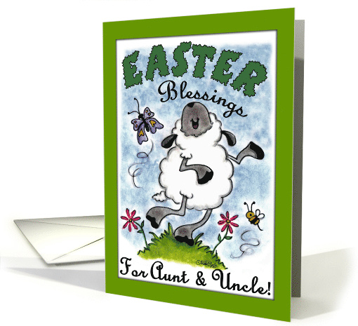 Happy Easter Blessings for Aunt and Uncle Dancing Lamb card (898389)