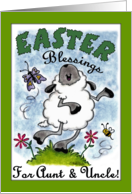 Happy Easter Blessings for Aunt and Uncle Dancing Lamb card