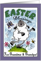Happy Easter Blessings for Grandma and Grandpa Dancing Lamb card