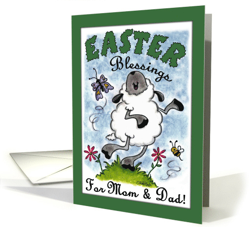 Happy Easter Blessings for Mom and Dad Dancing Lamb card (898391)
