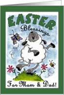 Happy Easter Blessings for Mom and Dad Dancing Lamb card