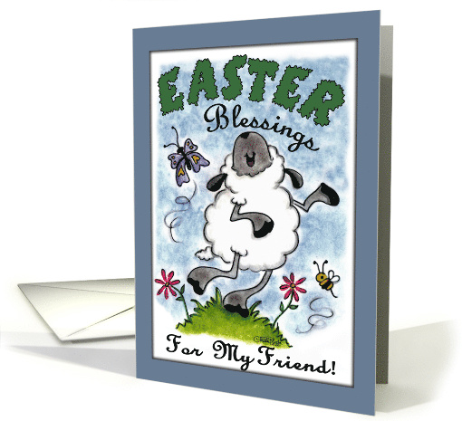 Happy Easter Blessings for Friend Dancing Lamb card (898393)