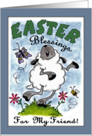 Happy Easter Blessings for Friend Dancing Lamb card