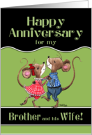Happy Anniversary to Brother and his Wife Two Dancing Mice card