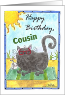 Cool Beach Cat- Birthday Cousin card
