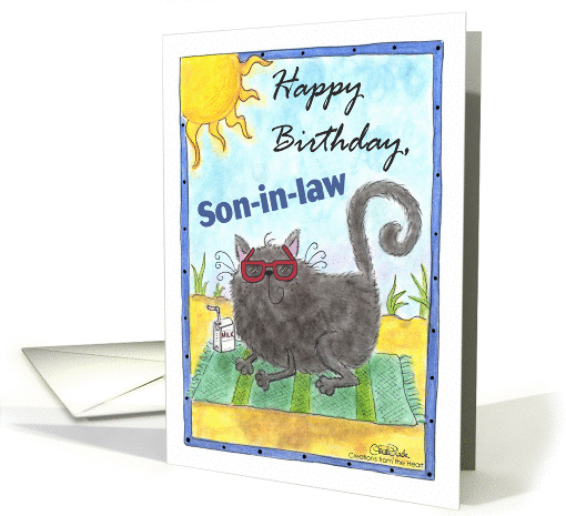 Cool Beach Cat- Birthday Son-in-law card (90172)