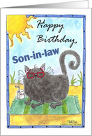 Cool Beach Cat- Birthday Son-in-law card