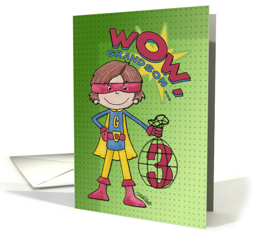 3rd Birthday for Grandson- Superhero-Comic Style card (914430)