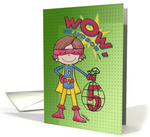 5th Birthday for Grandson Superhero Comic Style card (914431)