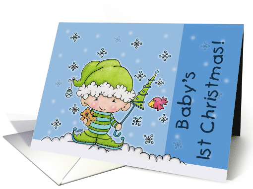 Baby's First Christmas Baby Elf in the Snow card (916649)