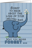 Pet Loss Sympathy for Bird-Elephant with Flowers card
