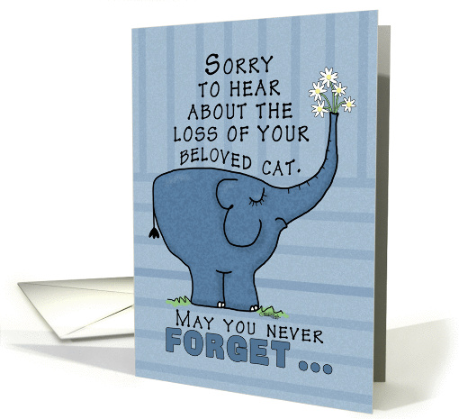 Pet Loss Sympathy for Cat-Elephant with Flowers card (918645)
