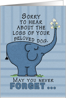 Pet Loss Sympathy for Dog-Elephant with Flowers card