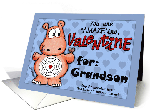 Valentine for Grandson Hippo and Chocolate Maze card (919706)
