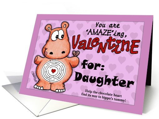 Valentine for Daughter Hippo and Chocolate Maze card (919708)