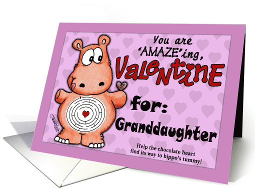 Valentine for Granddaughter Hippo and Chocolate Maze card (919734)