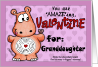 Valentine for Granddaughter Hippo and Chocolate Maze card