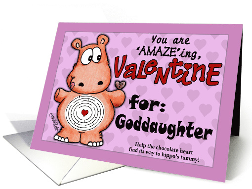 Valentine for Goddaughter Hippo and Chocolate Maze card (919735)